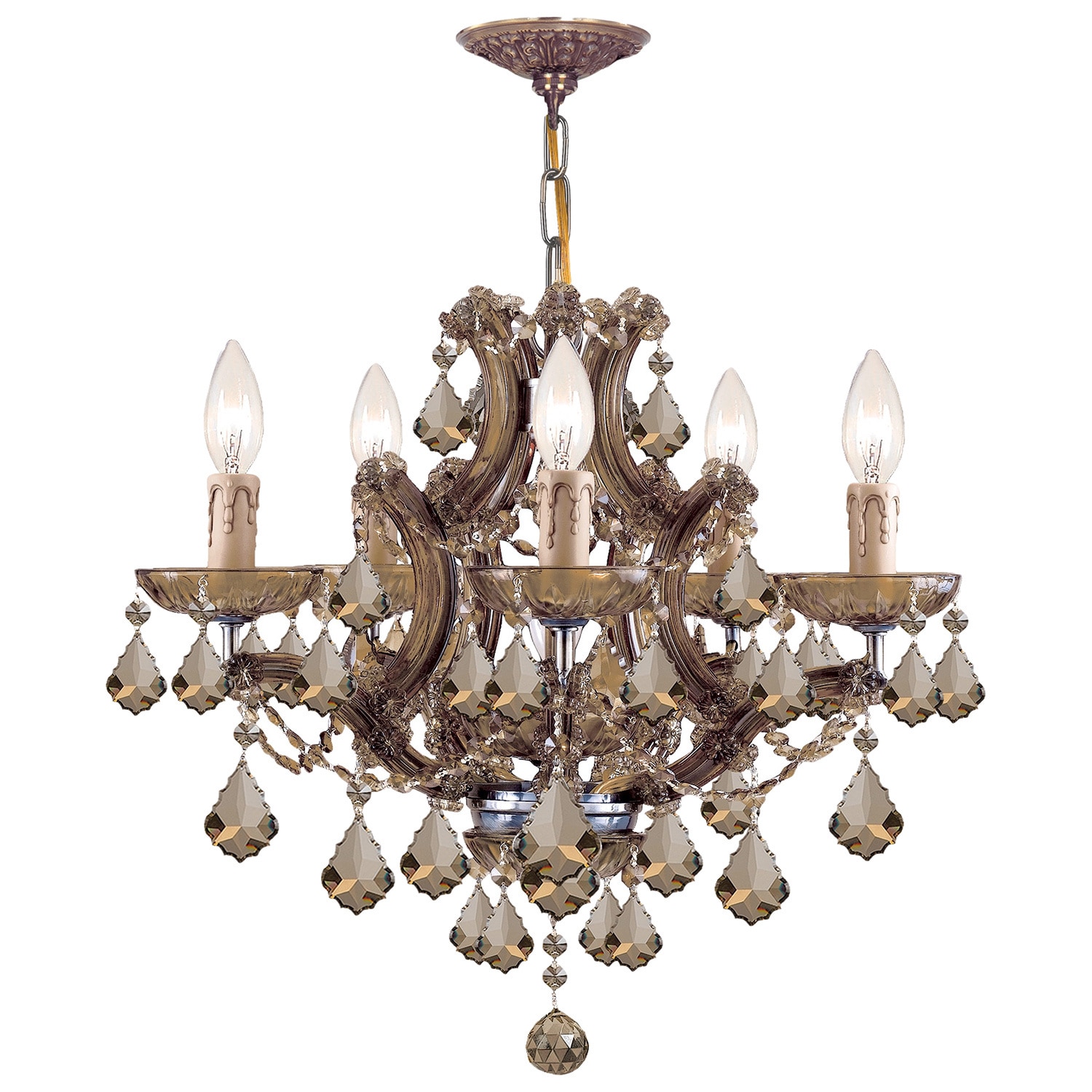 Crystorama Maria Theresa Collection 5-light Antique Brass Chandelier - Chandeliers For Bedrooms by Overstock.com