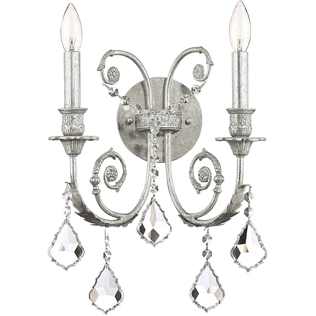 Crystorama Regis 2 light Olde Silver Wall Sconce