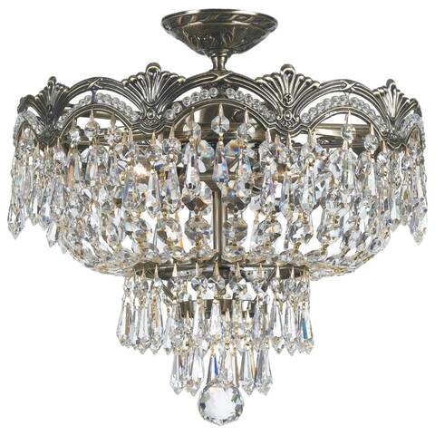 Majestic 3-light Historic Brass Italian Crystal Semi-flush Mount - Historic Brass