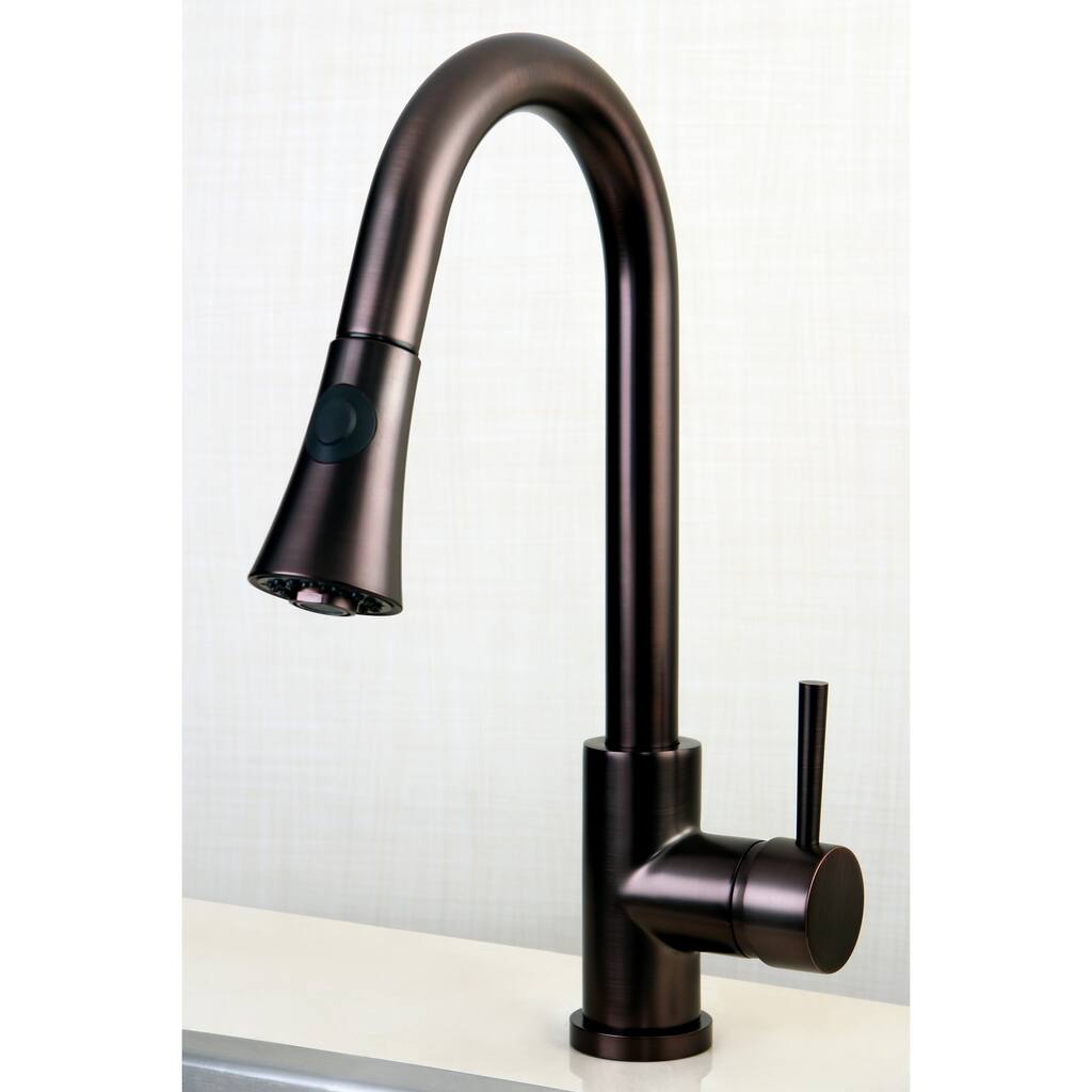 Kingston Brass Kitchen Single Handle Oil Rubbed Bronze Faucet with Pull-Down Spout