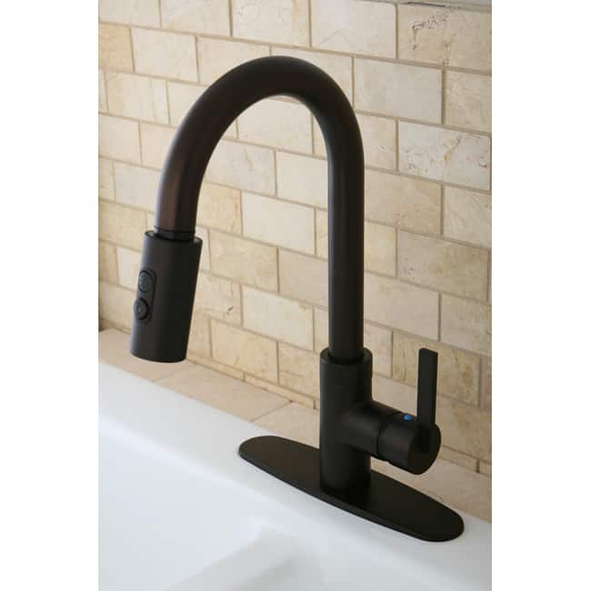 Kingston Brass Modern Single Handle Oil Rubbed Bronze Faucet with Pull-Down Spout