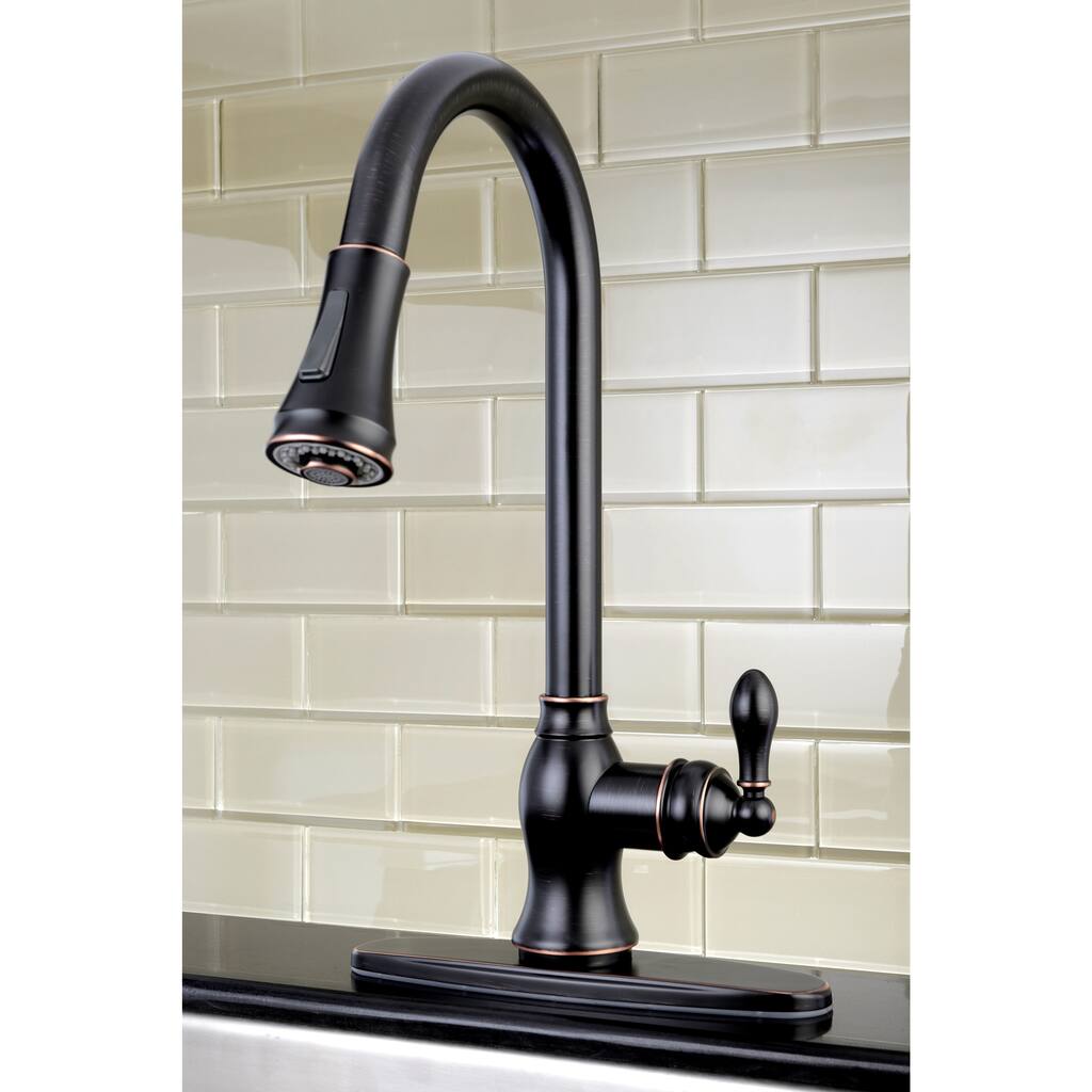 Classic Two-Tone Oil Rubbed Bronze Single Handle Faucet with Pull Down Spout