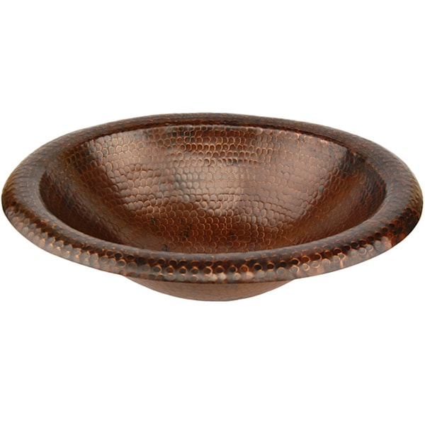 Wide Rim Oval Self rimming Hammered Copper Sink Bathroom Sinks