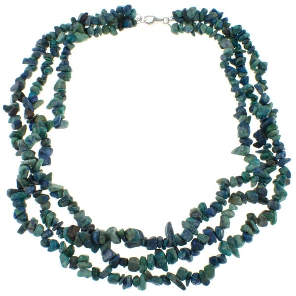 Pearlz Ocean Aquamarine Triple Strand Chip Necklace