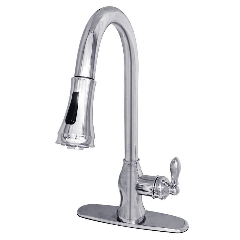 Kingston Brass Classic Chrome Single Handle Faucet with Pull Down Spout - Chrome