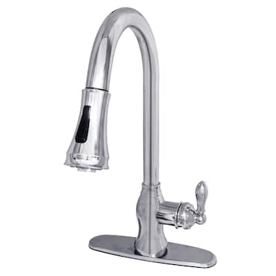 Kingston Brass Classic Chrome Single Handle Faucet with Pull Down Spout