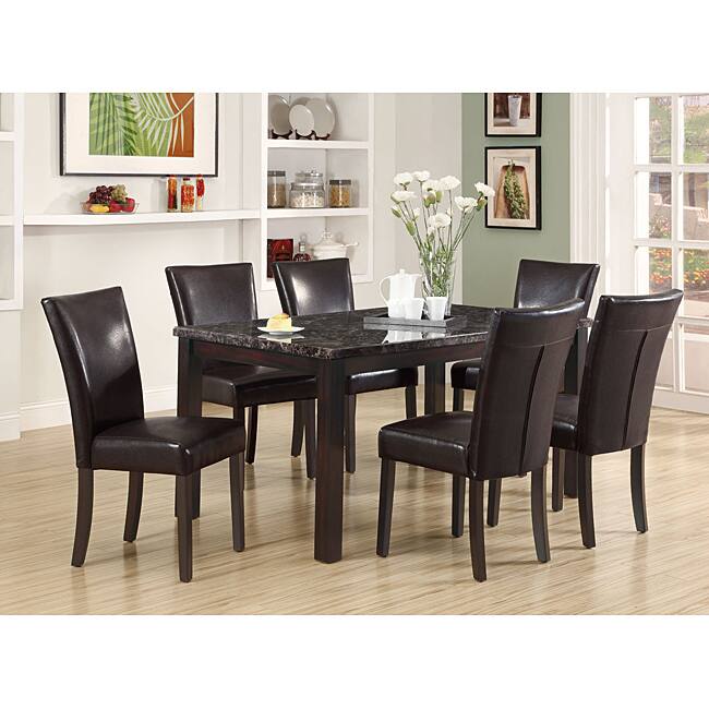 Dark Espresso Marble Veneer Dining Table