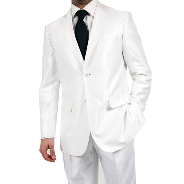 Ferrecci Men's Shiny White Two-button Two-piece Slim Fit Suit - Free ...