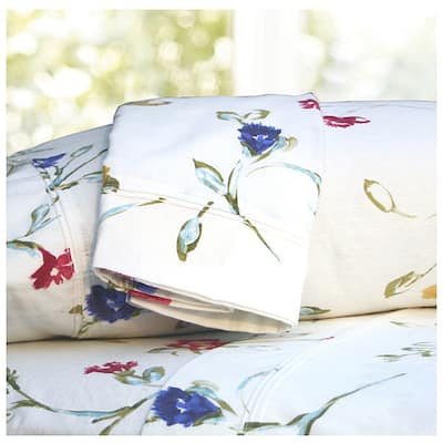 Floral Garden Printed Extra Deep Pocket Flannel Bed Sheet Set