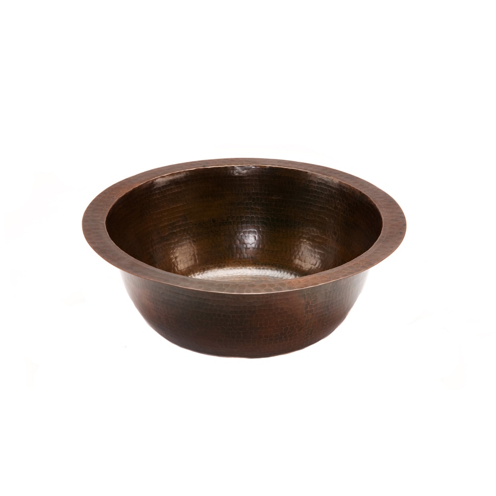 Shop Premier Copper Products Round Hammered Copper Bar Sink with 2inch