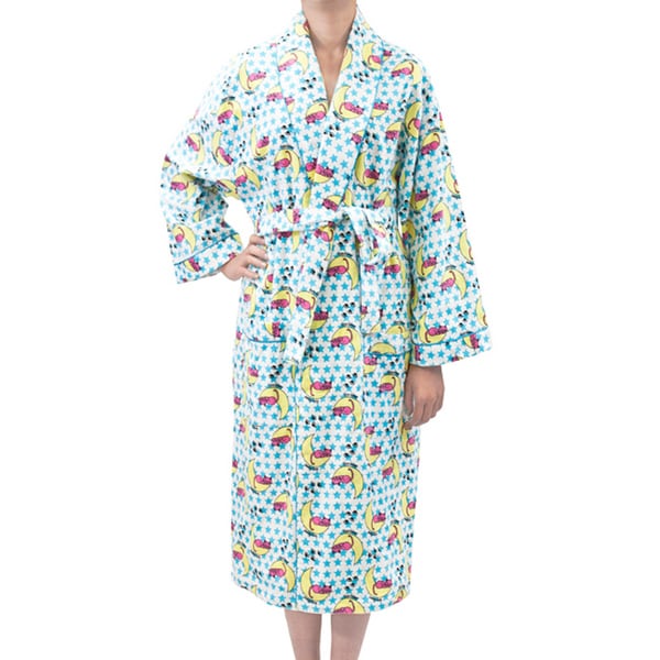 Shop Leisureland Sleepy Kitty Cat Print Cotton Flannel Fashion Robe