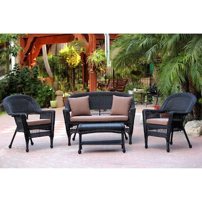 Black Wicker 4-piece Patio Conversation Set