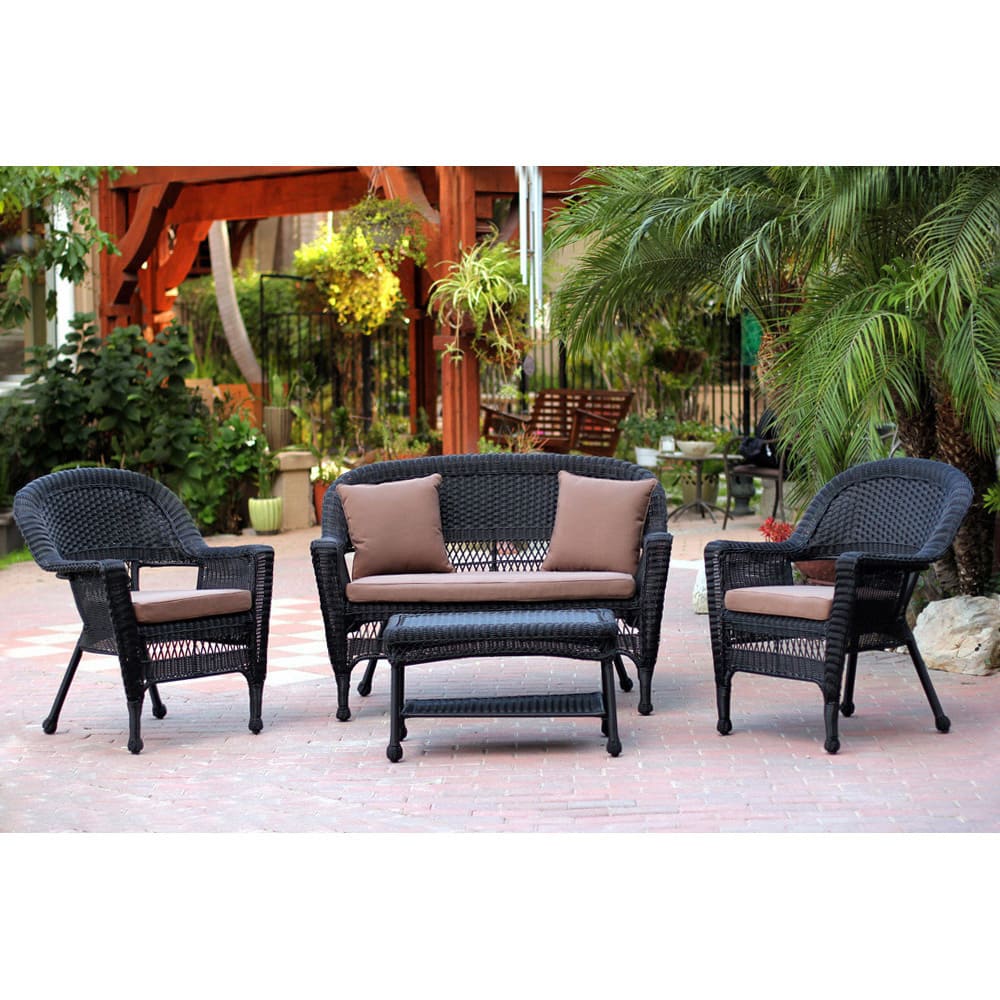 Black Wicker 4-piece Patio Conversation Set