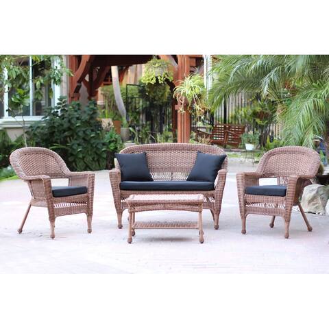Honey Wicker 4-piece Patio Conversation Set