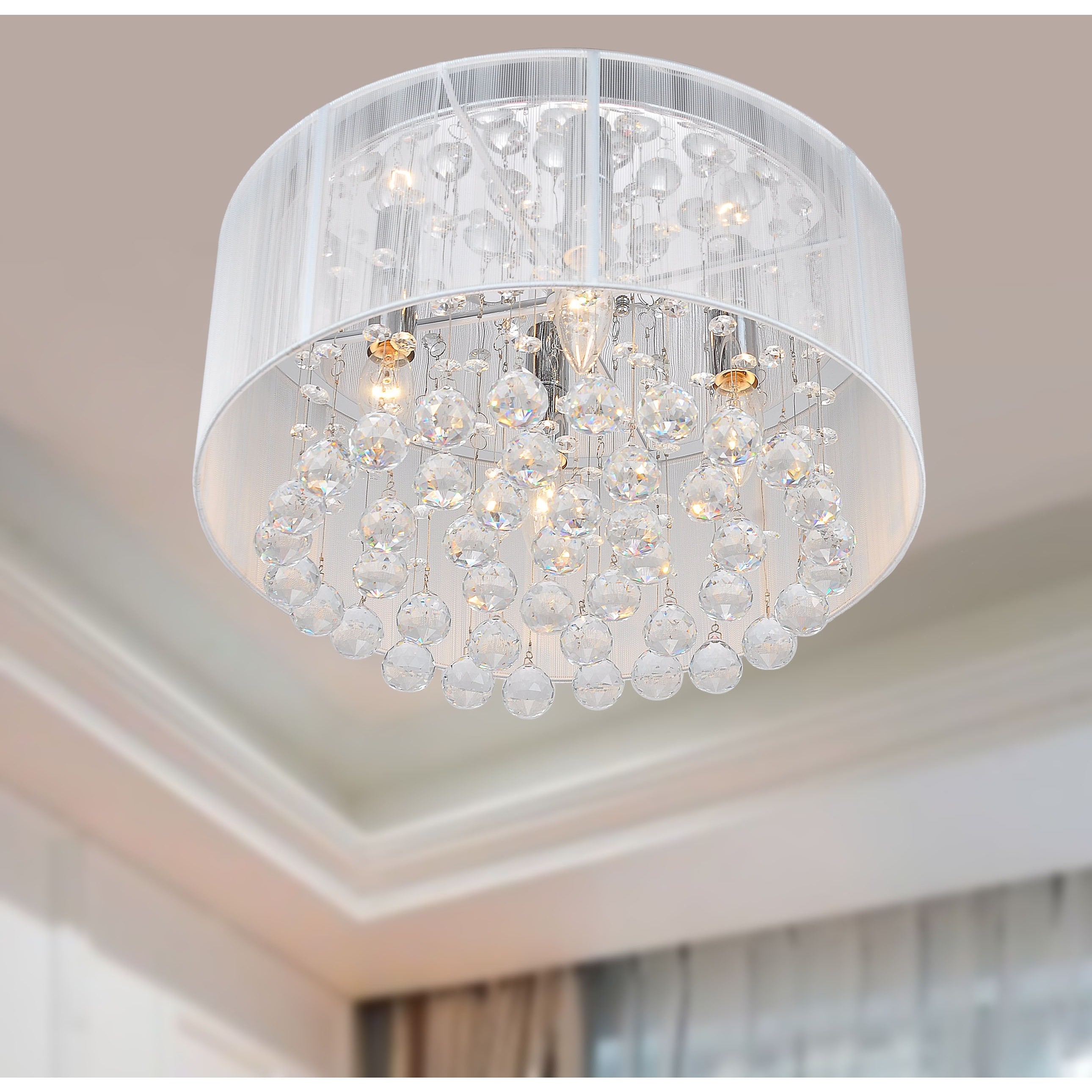 The Lighting Flushmount 4 Light Chrome And White Crystal The Lighting Flushmount 4 Light Chrome And White Crystal Chandelier