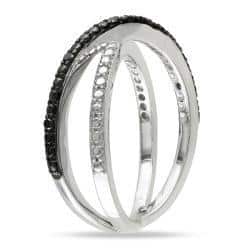 Miadora Sterling Silver Black Diamond Ring