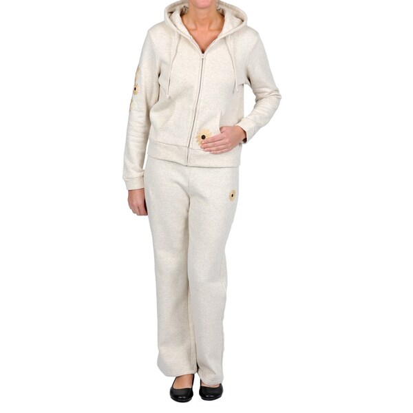 La Cera Women's Plus Size Floral Embroidered Two-piece Set