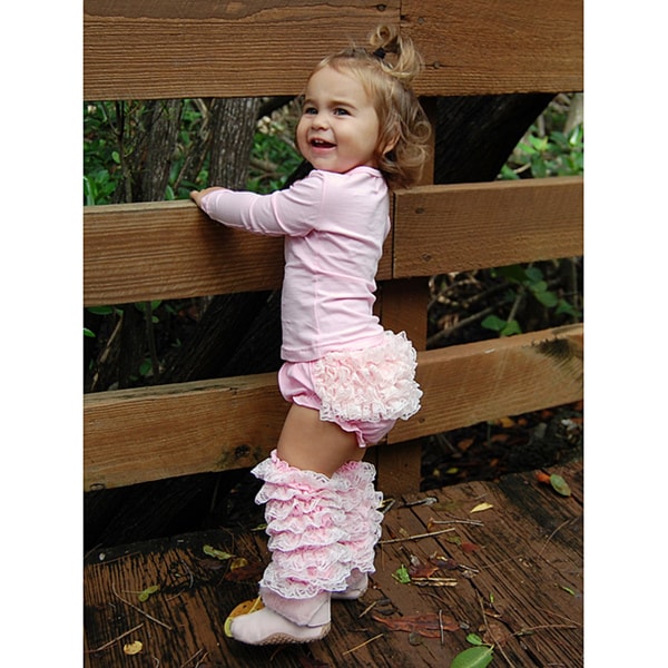 Shop Mia Belle Baby Pink Lace Ruffled Bloomers and Leg Warmer Set