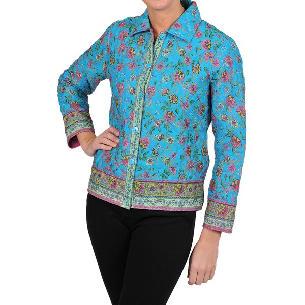 La Cera Women's Plus Size Quilted Standard Collar Crop Jacket