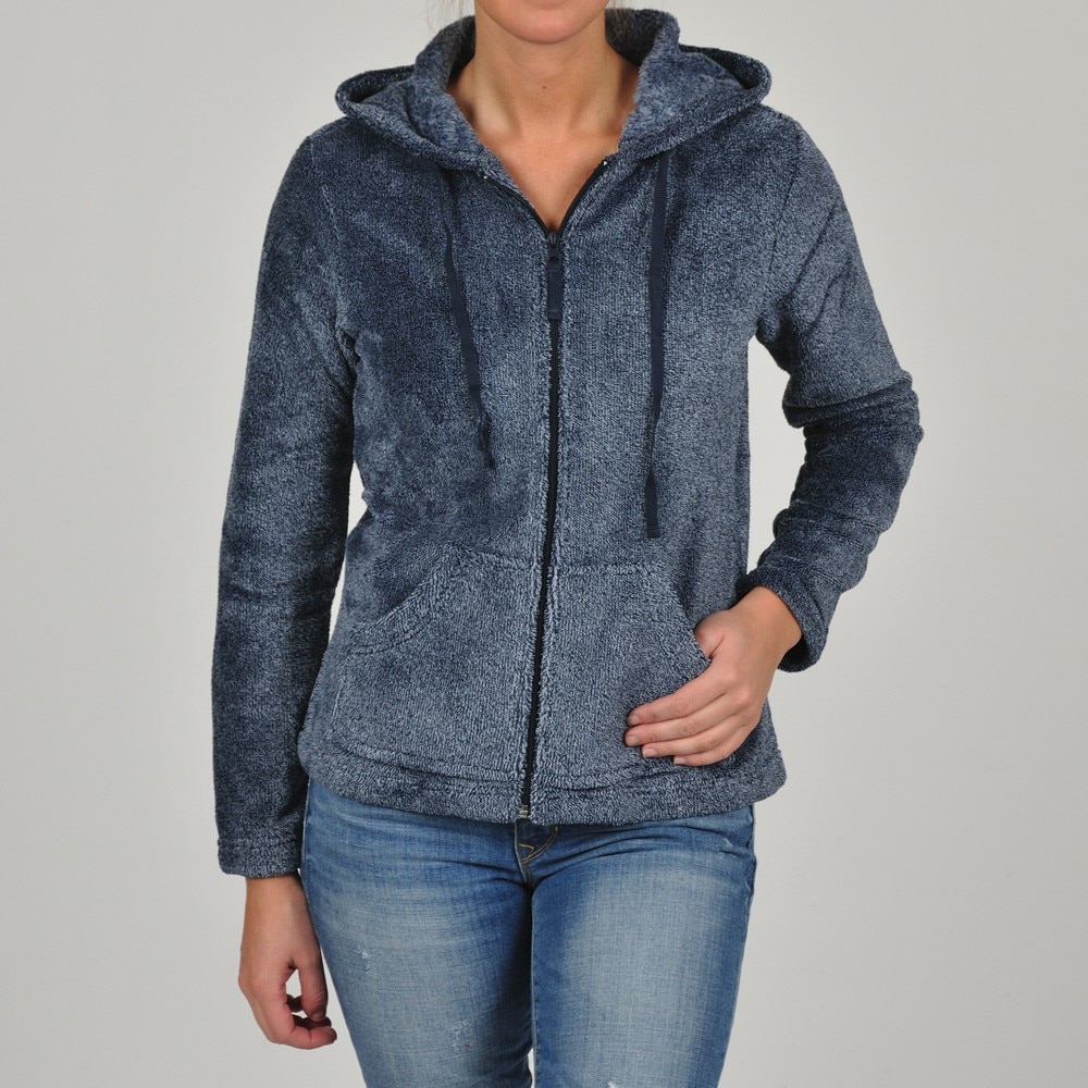 La Cera Womens Plus size Luxury Plush Heather Fleece Hooded Jacket