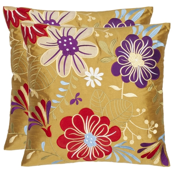 Safavieh Japan Garden 18 inch Gold Decorative Pillows (Set of 2)