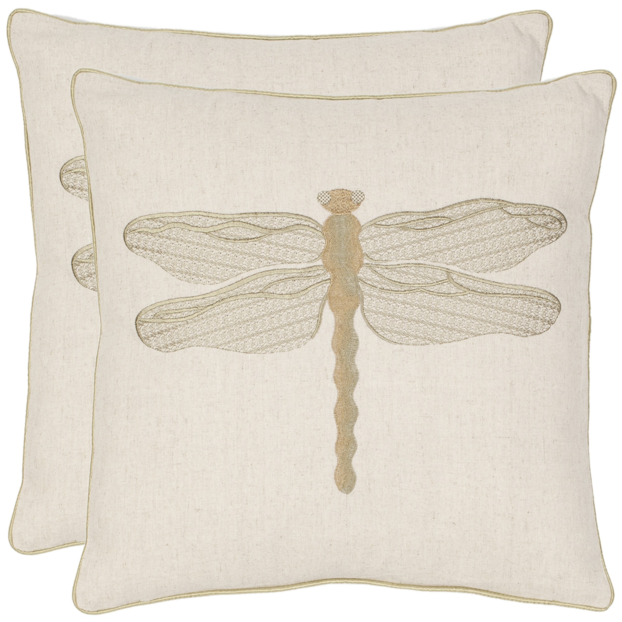 Shop Safavieh Dragonfly 18 Inch Cream Green Decorative Pillows