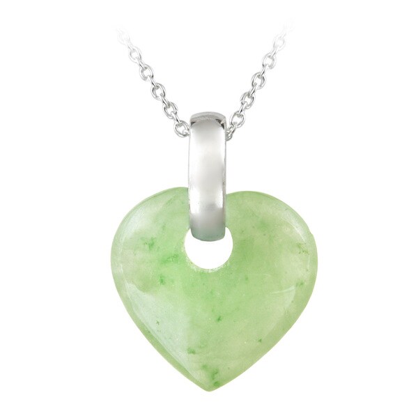 Shop Glitzy Rocks Sterling Silver Green Jade Heart Necklace - Free