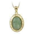 Glitzy Rocks 18k Gold over Sterling Silver Oval Green Jade Greek Key Necklace