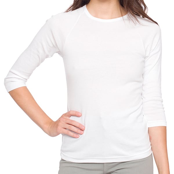 American Apparel Women's White/ White Baby Rib 3/4 sleeve Top (X small) American Apparel 3/4 Sleeve Shirts