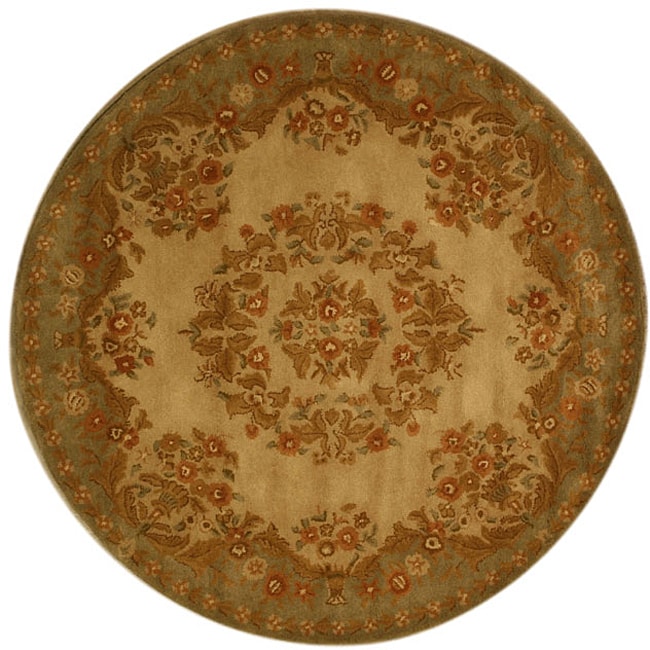 Handtufted Mumtaj Gold Wool Rug (6' Round) 6' Round 6' Round Bed