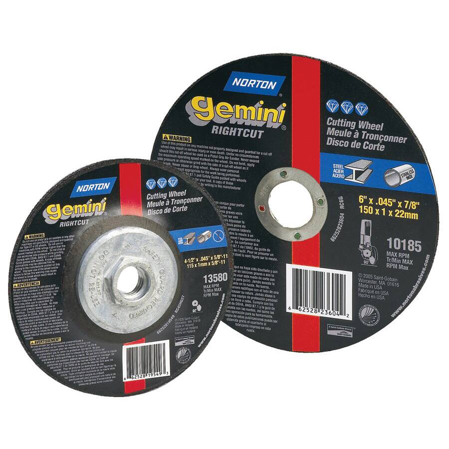 Norton Gemini Right Cut-Off Wheels (4-1/2-Inch x .045-Inch x 7/8-Inch)