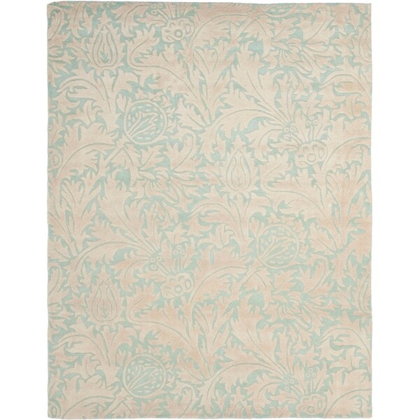 Safavieh Handmade Bliss Beige/ Blue New Zealand Wool Rug - 7'6" x 9'6"