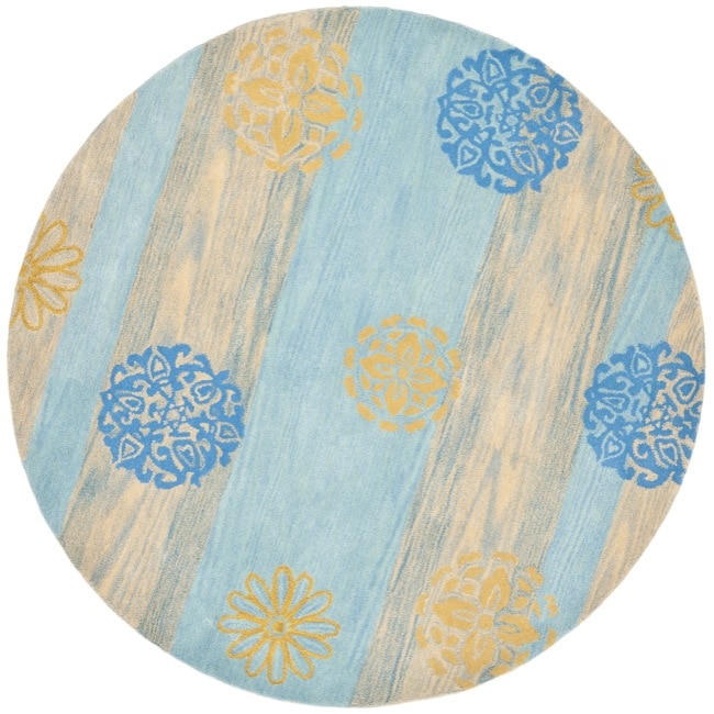 Handmade Eternity Blue New Zealand Wool Rug (6 Round)