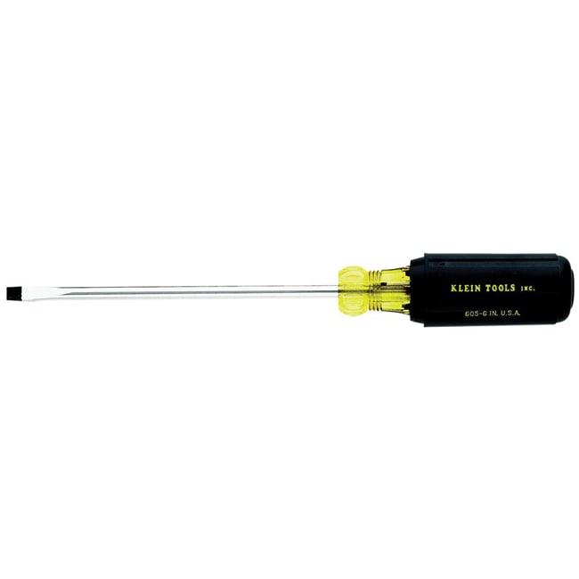 Klein Tool 6 inch Slotted Cabinet tip Cushion grip Screwdriver