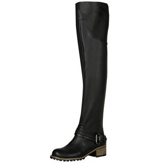 Fahrenheit Women's Black Cascade Over-the-Knee Boots - Overstock ...