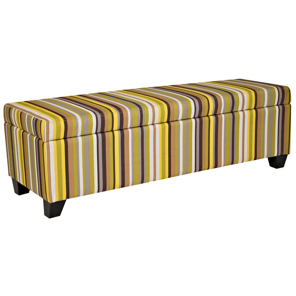 Handy Living Kent Sunflower Yellow Stripe Wall Hugger Trunk Storage Ottoman