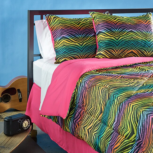 Shop Funky Zebra Twin Size 3 Piece Comforter Set Rainbow Free