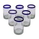 preview thumbnail 1 of 15, Handmade Blue Rim Glass Classic Drinking Set of 6 Glasses (Mexico) Clear - 6 Piece