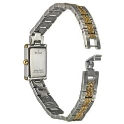 Bulova Womens Crystal Two tone Stainless Steel Quartz Watch