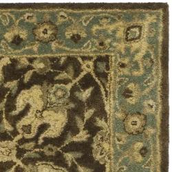 Handmade Mashad Brown/ Green Wool Runner (2'3 x 8') Safavieh Runner Rugs