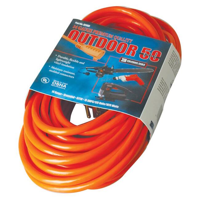 Coleman Cable Red Extension Cord (50-Foot)