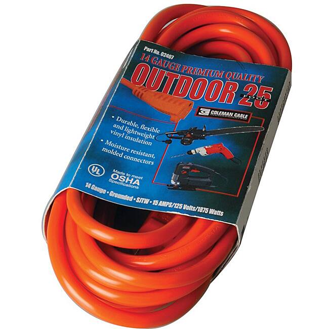 Coleman Cable Orange Heavy-Duty Extension Cord (25-Foot)