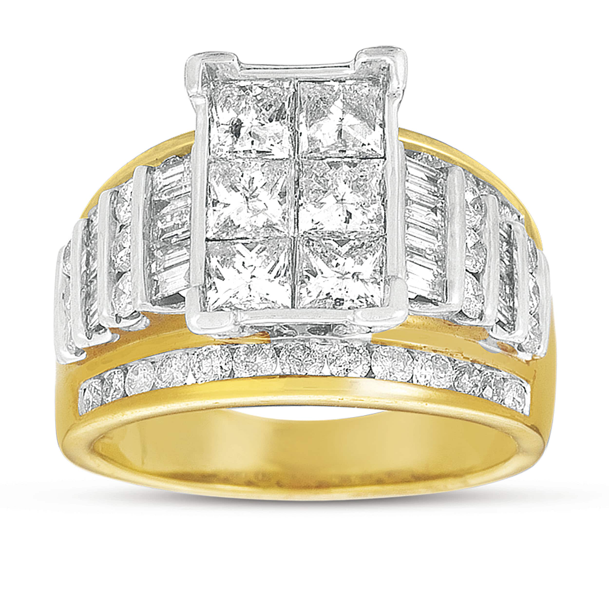 Eloquence 14k Gold 3ct TDW Princess Cut Pave Diamond Ring (G-H, I1)