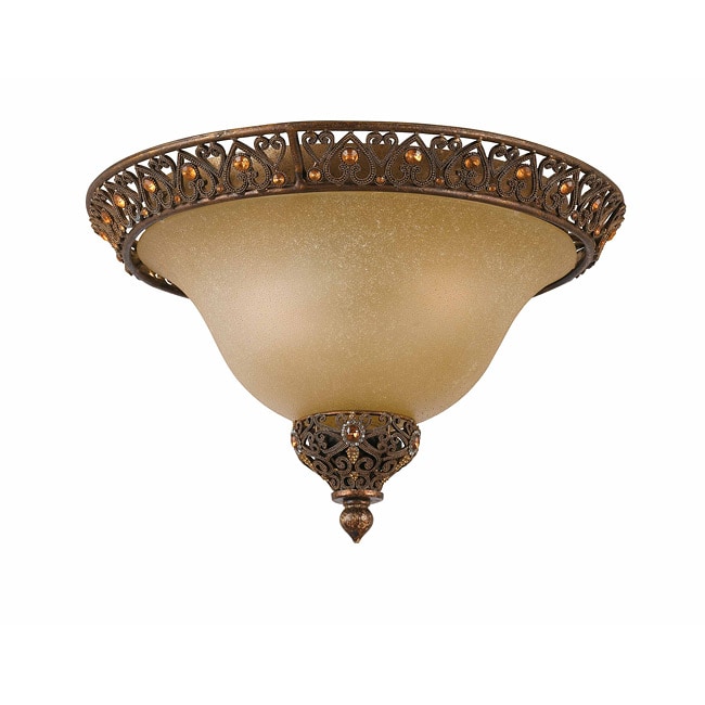 Crown Jewel Antique Gold Leaf 2 light Flush