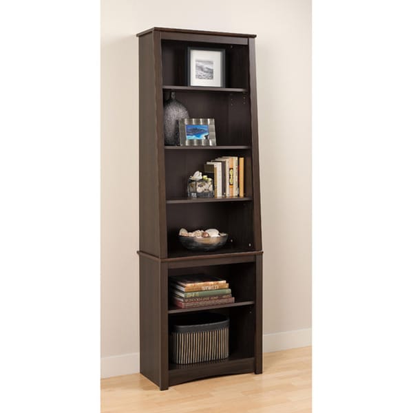 Everett Espresso Slant back Bookcase Prepac Media/Bookshelves