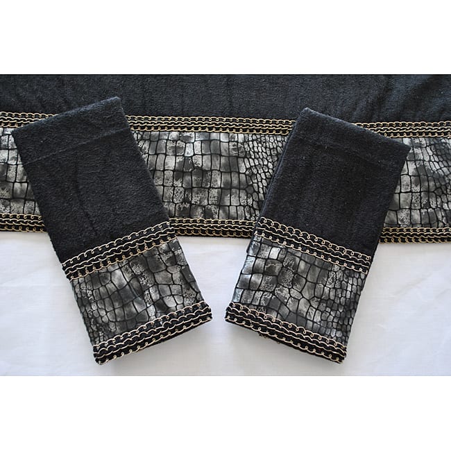 Sherry Kline 'It's a Croc' Black Decorative 3-piece Towel Set