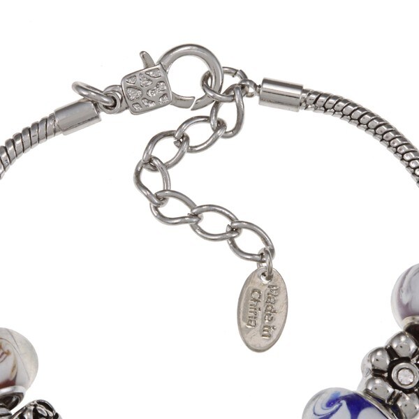 La Preciosa Silvertone Multi Colored Bead and Charm Bracelet