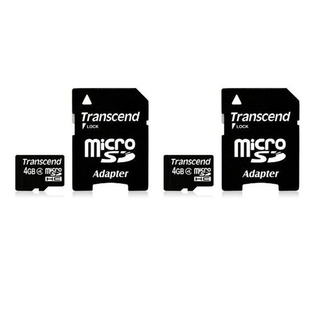 Transcend 4 GB Class 4 microSDHC Flash Memory Card (Pack of 2)