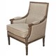 Casual Living Weathered Vintage French Upholstered Linen Wooden Arm Chair with Fluted Legs - Thumbnail 0