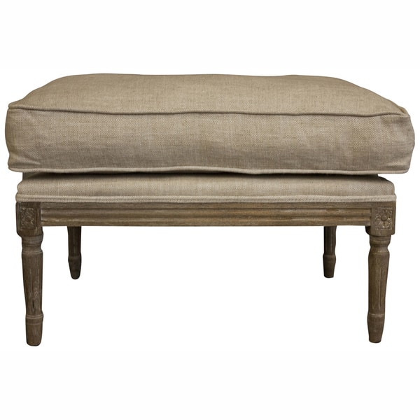 slide 2 of 2, nuLOOM Casual Living Weathered Vintage French Upholstered Linen Ottoman